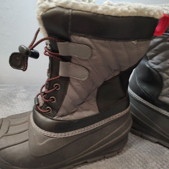 Cat & Jack‎ Kids Black Faux Fur Lined Collar Thermolite Winter Boots Sz 1 - Picture 5 of 16